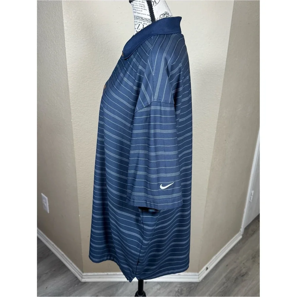 Nike Men's Navy Blue Horizontal Stripe‎ Polo
